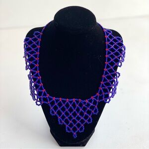 Blue Beaded Statement Necklace